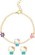 Jacmel Hello Kitty® Cubic Zirconia & Enamel Charm Bracelet & Stud Earrings Set