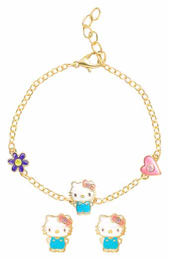Jacmel Hello Kitty® Cubic Zirconia & Enamel Charm Bracelet & Stud Earrings Set