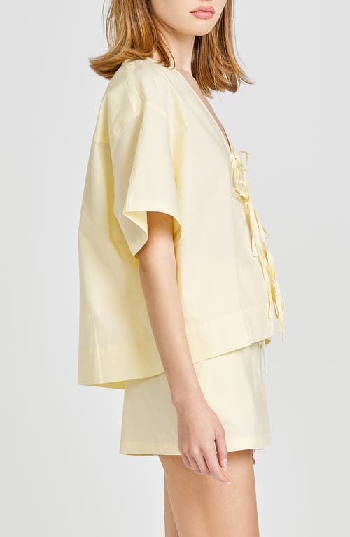 Wayf Tabitha Tie Front Woven Shirt In Straw Yellow