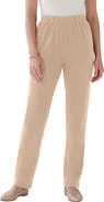 Roaman's Plus Size Soft Knit Relaxed Pull-On Straight Leg Pant