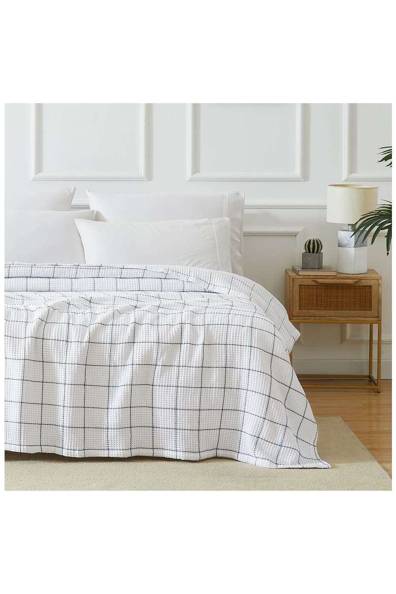 2-Piece Check Cotton Waffle Throw Blankets, Alternate, color, WHITE
