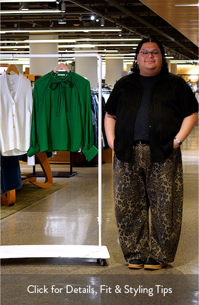 The Angie Tie Neck Stretch Silk Top, sales video thumbnail