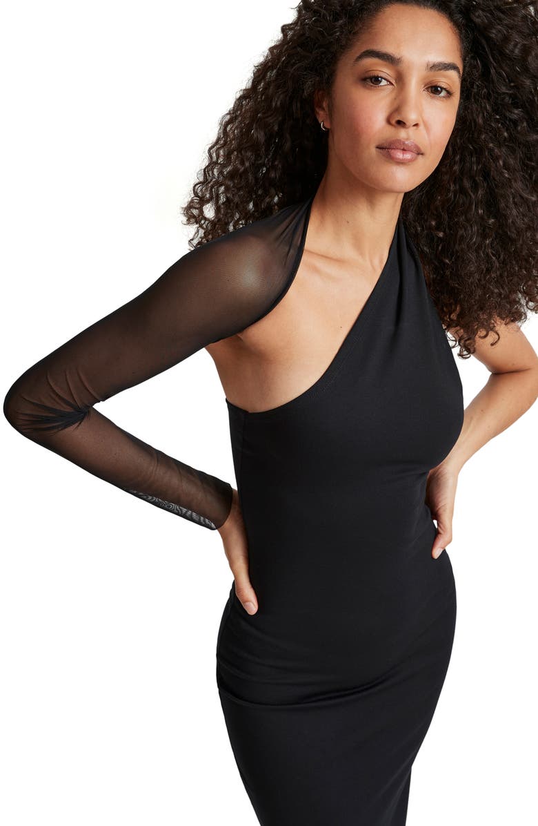 Marcella Manhattan Mesh Sleeve One-Shoulder Gown, Alternate, color, 