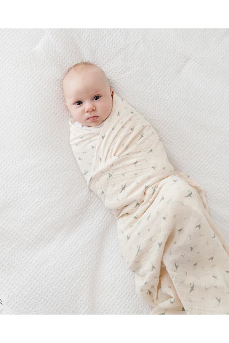 Cotton Muslin Swaddle Blanket 1 Pack, Alternate, color, Sage Bird
