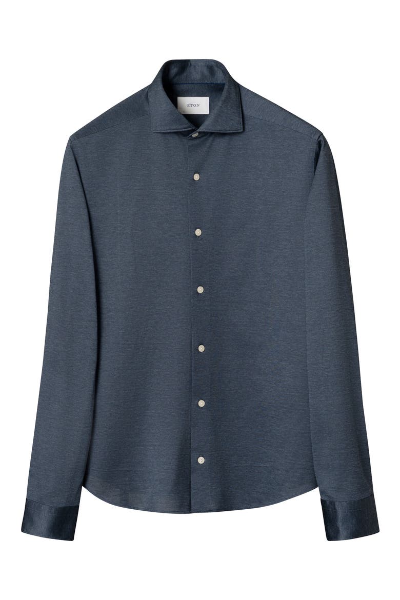 Slim Fit Filo di Scozia Cotton Jacquard Dress Shirt, Alternate, color, BLUE