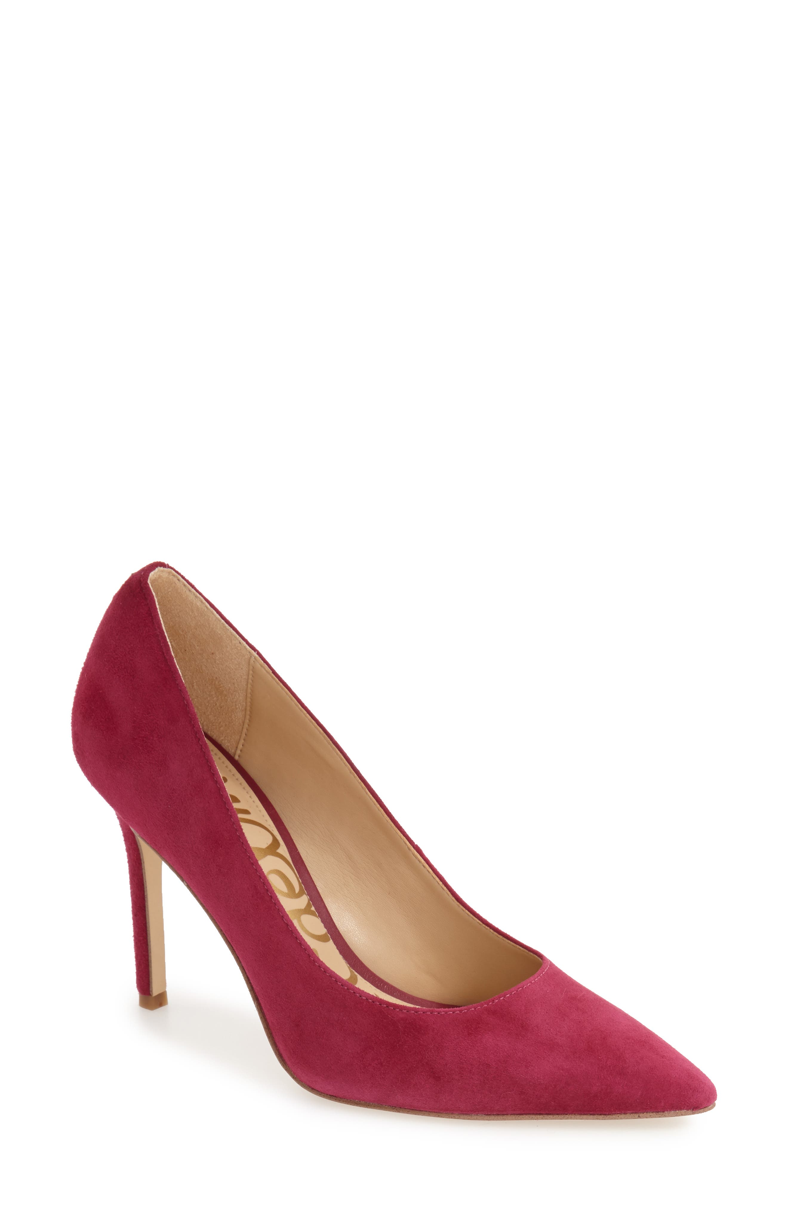 Hazel Pointed Toe Pump, Alternate, color, PINK GARNET SUEDE