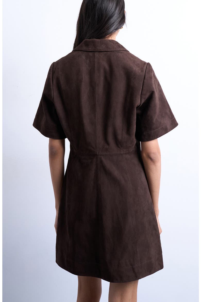 Suede Mini Shirtdress, Alternate, color, BROWN