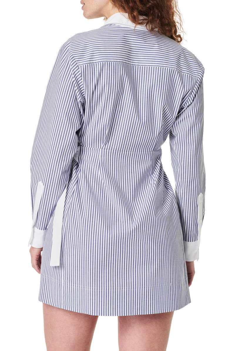 SPANX<sup>®</sup> The Best Stretch Cotton Poplin Wrap Shirtdress, Alternate, color, White/Postalbl