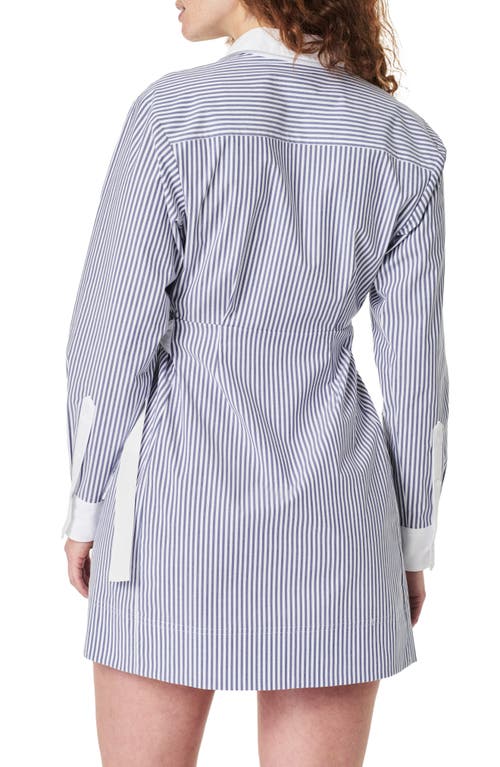 Spanx ® The Best Stretch Cotton Poplin Wrap Shirtdress In Blue