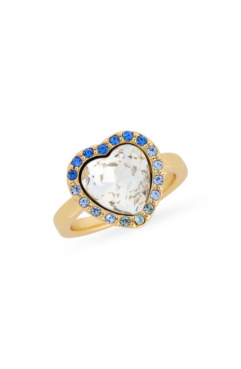 Crystal Heart Halo Cocktail Ring