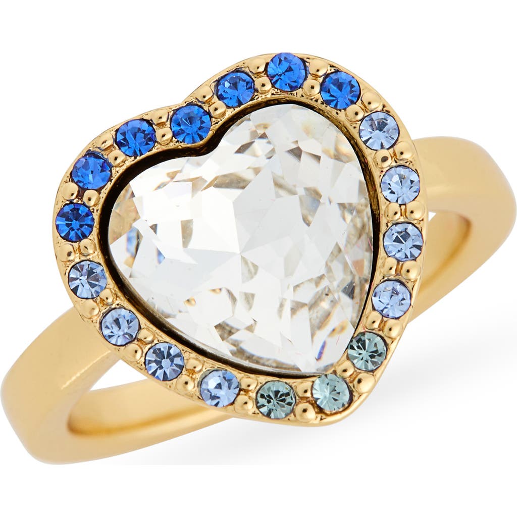 Kurt Geiger London Crystal Heart Halo Cocktail Ring In Multi