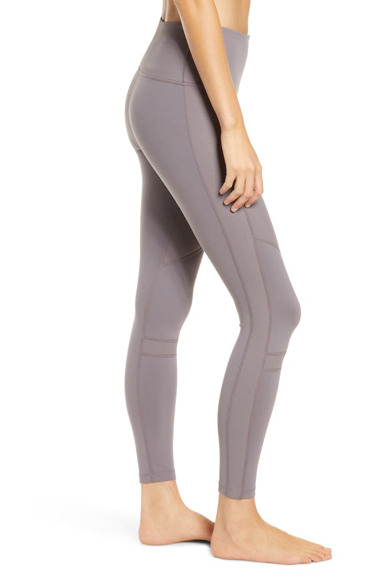 Moto Ribbed High Waist Ankle Leggings, Alternate, color, GREY TRUFFLE