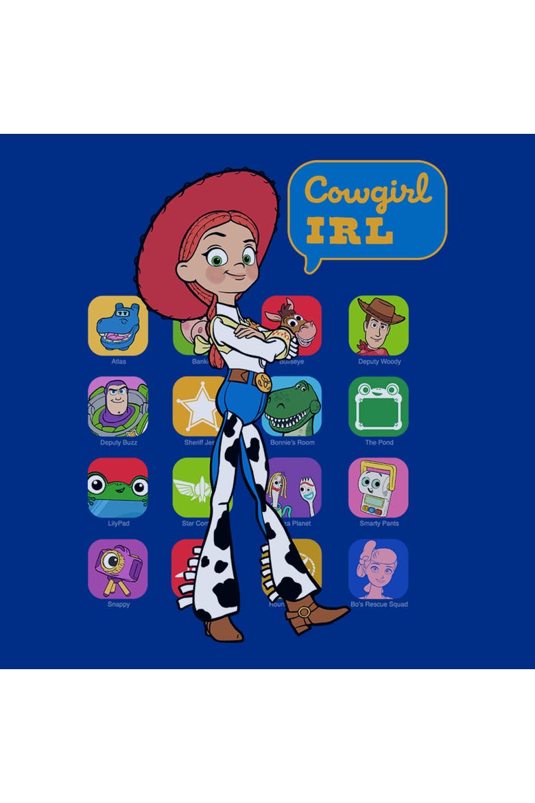 Junior's Toy Story 5 Cowgirl IRL Color Collage  Graphic T-Shirt, Alternate, color, Royal Blue
