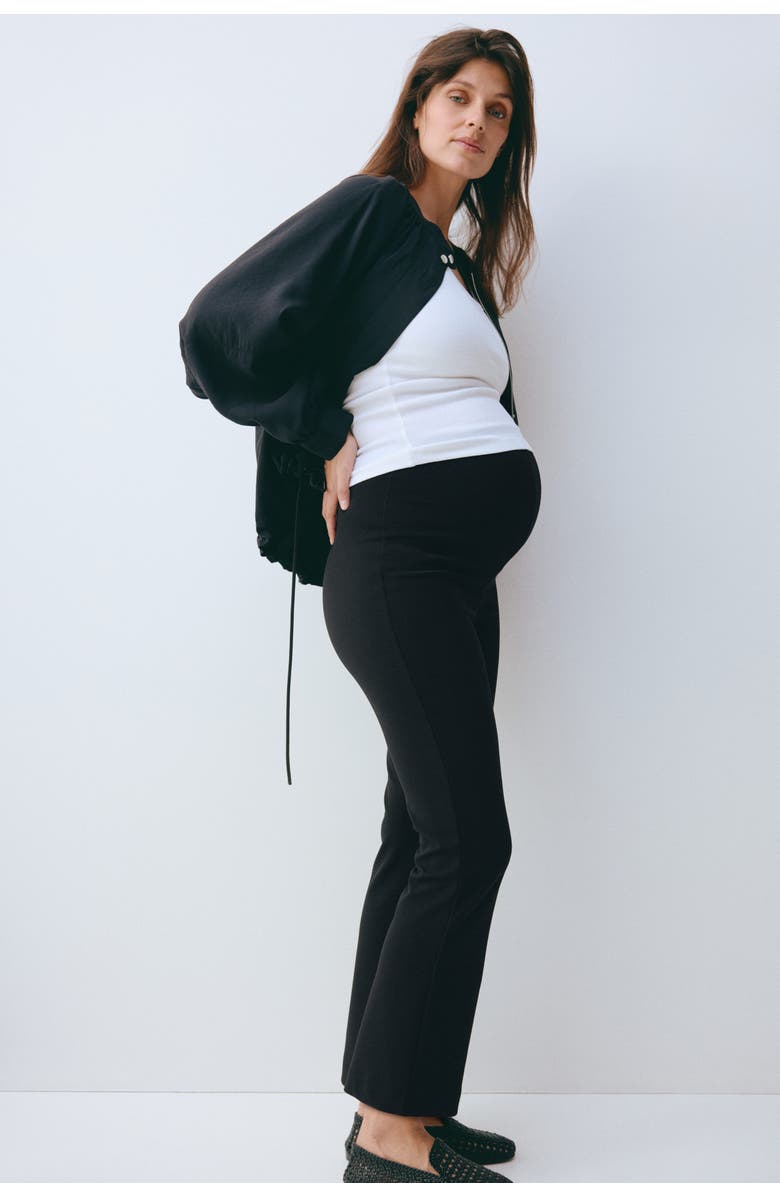 H&M Mama Flared Interlock Trousers, Alternate, color, Black