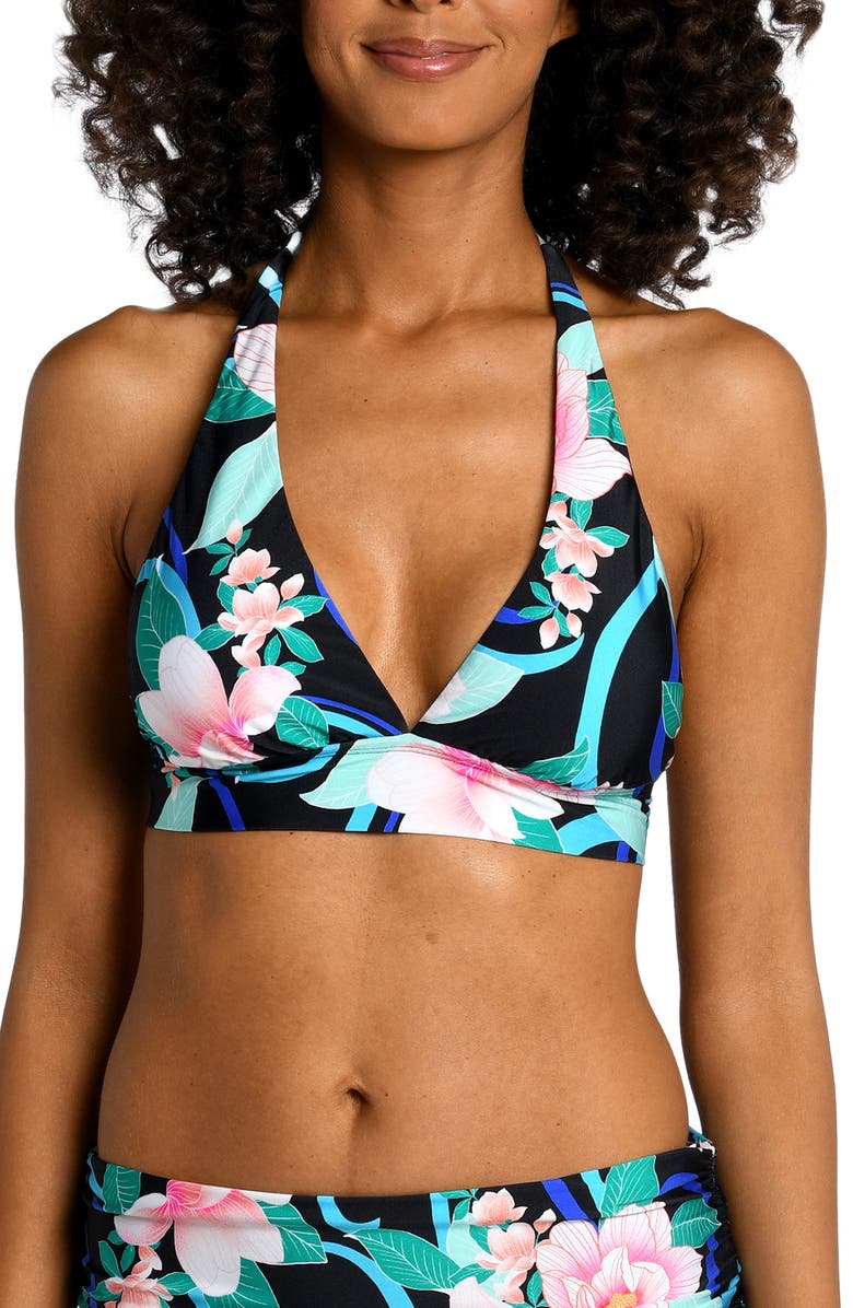 La Blanca Nightfall Banded Halter Bikini Top, Main, color,