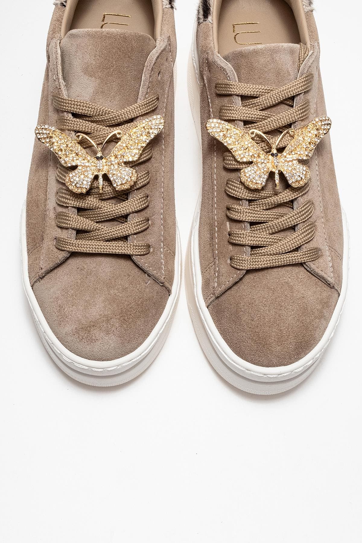 Forever & Always Shoes Anda Leather Buckled Sneakers, Alternate, color, Dark Beige Faux Leather