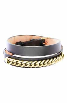 EFFY Men's Leather & Chain Bracelet