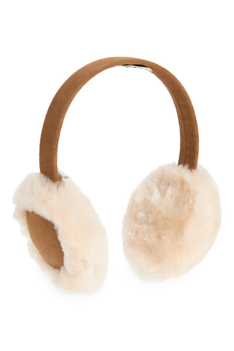 Classic Genuine Shearling Earmuff, Main, color, CHESTNUT