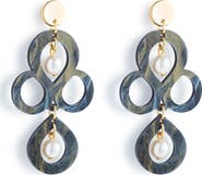 Toolally Petite Batik Earrings - Black Swirl & Pearl