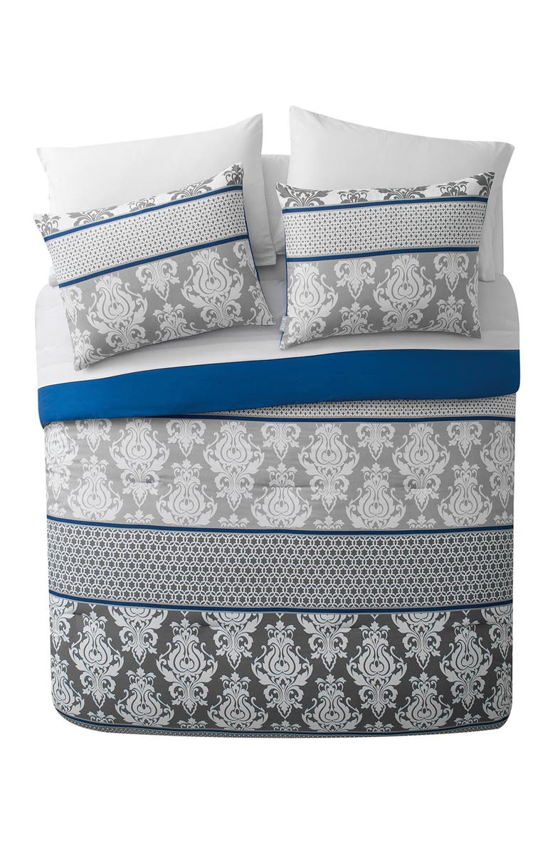 VCNY HOME Beckham Blue Damask Bed-in-a-Bag Comforter Set - Full, Main, color, Blue