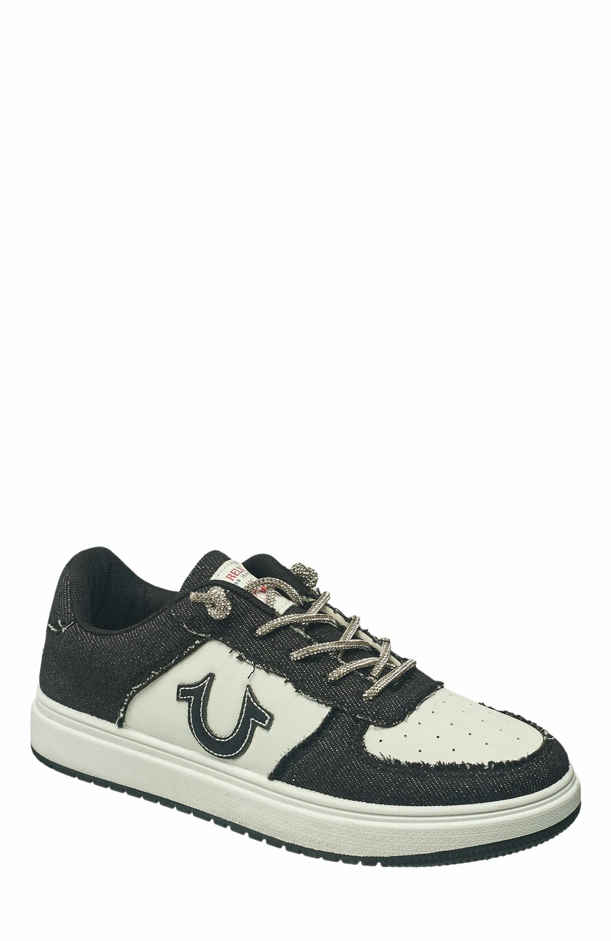 Allison Logo Sneaker, Main, color, Black denim