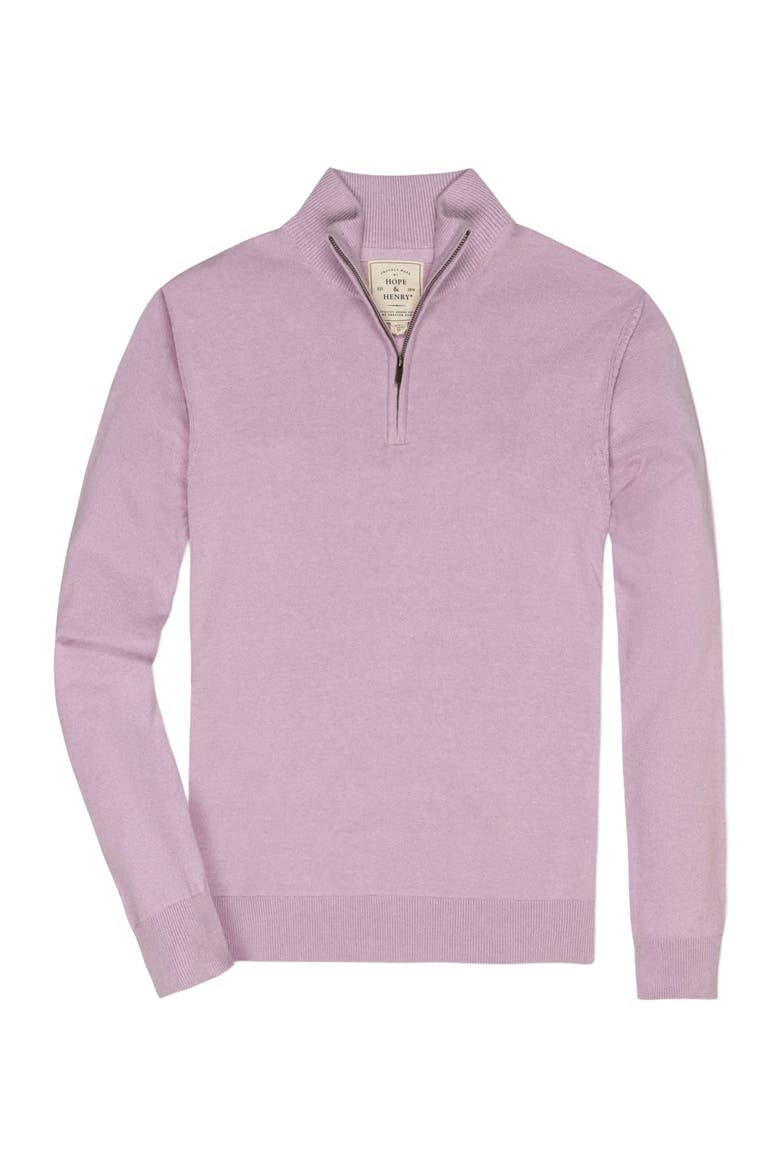 Men's Organic Fine Gauge Half Zip Sweater, Alternate, color, Lavender Marl