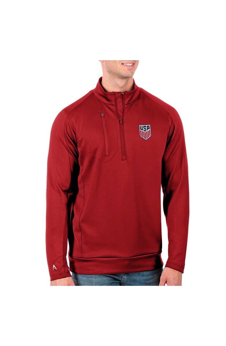 ANTIGUA Men's Antigua Red USMNT Generation Quarter-Zip Top, Main, color, 