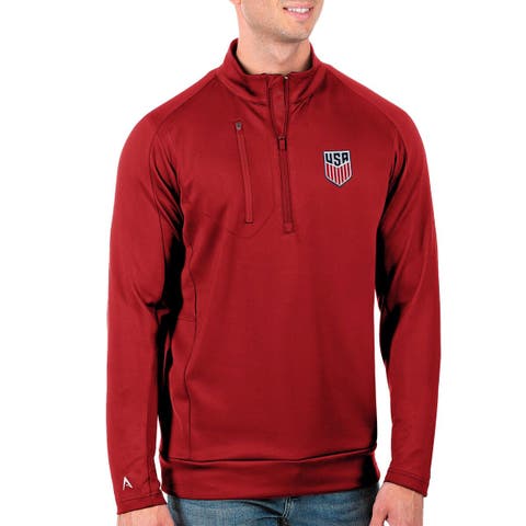 Men
s Antigua Red USMNT Generation Quarter-Zip Top