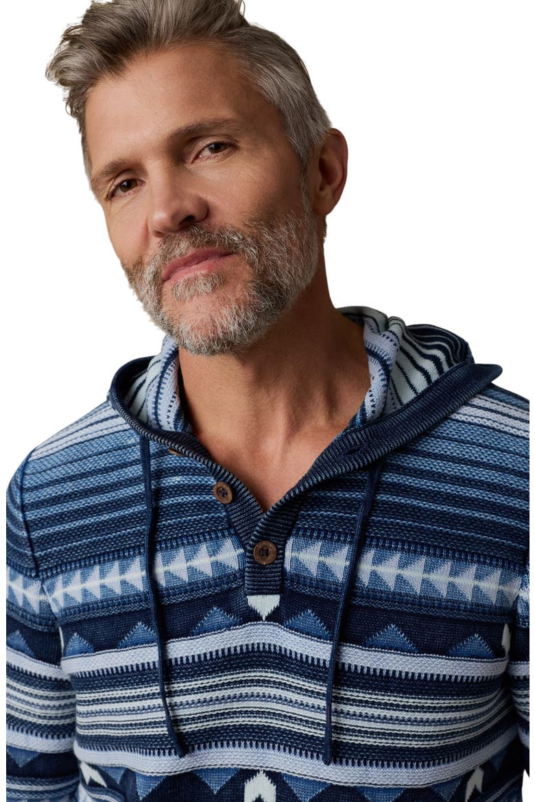 Geo Stripe Organic Cotton Hoodie, Alternate, color, INDIGO RISING SKY