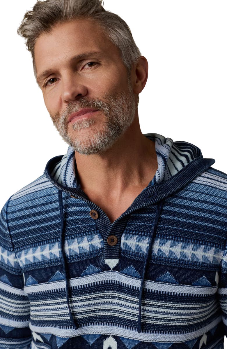 Faherty Geo Stripe Organic Cotton Hoodie, Alternate, color, 