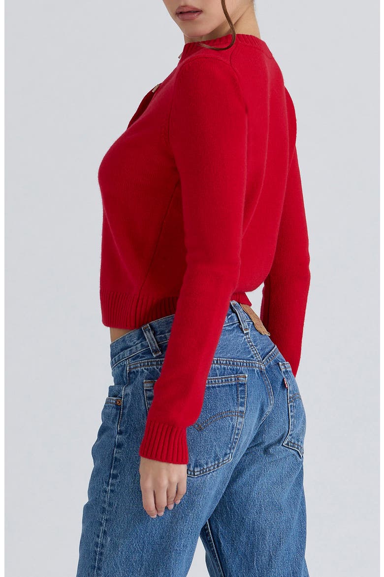 Signature Merino Wool & Cashmere Cardigan, Alternate, color, RED