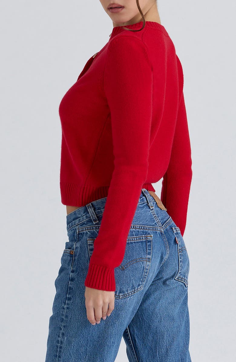 HOUSE OF CB Signature Merino Wool & Cashmere Cardigan, Alternate, color, Red