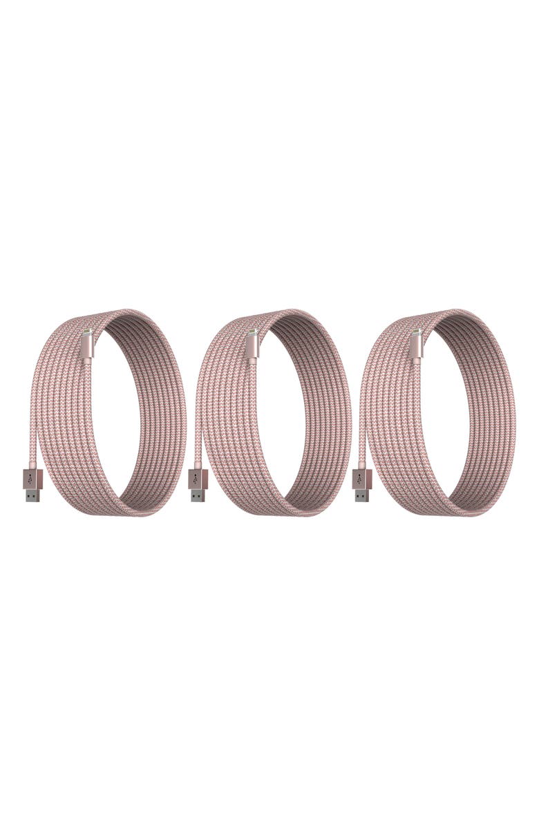 The Posh Tech 10 ft. 3-Pack MFI Lightning Cables, Main, color, Rose Gold