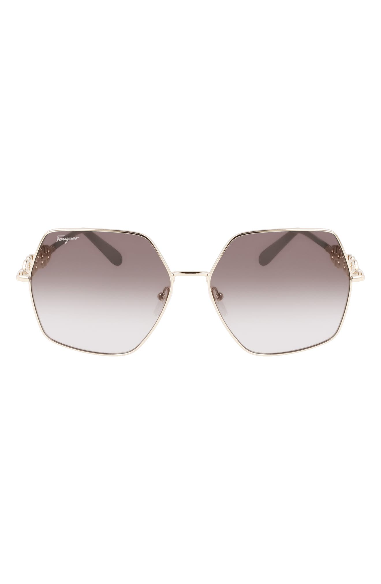 FERRAGAMO Gancini 61mm Gradient Rectangular Sunglasses