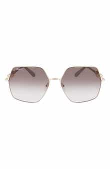 FERRAGAMO Gancini 61mm Gradient Rectangular Sunglasses