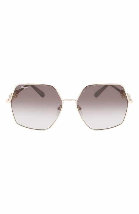 FERRAGAMO Gancini 61mm Gradient Rectangular Sunglasses
