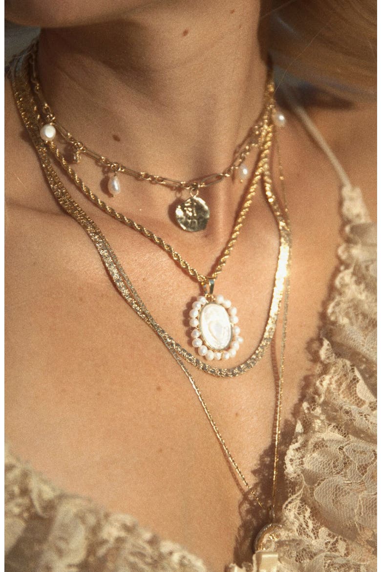 Angelo Deco 24k Gold Plate Necklace, Alternate, color, GOLD