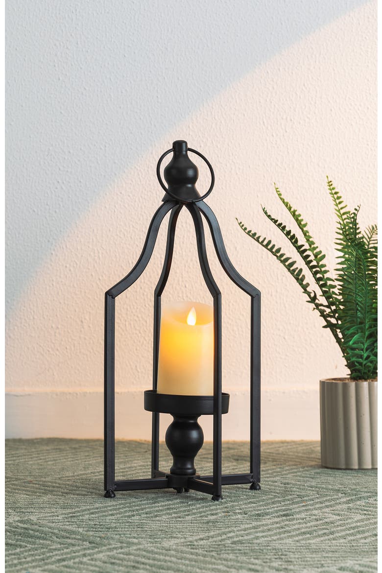 Modern Farmhouse Metal Decorative Lantern Candle Holder, Alternate, color, Black