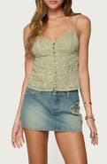 EDIKTED Embroidered Button-Up Camisole