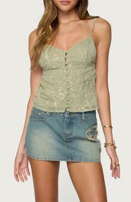 EDIKTED Embroidered Button-Up Camisole