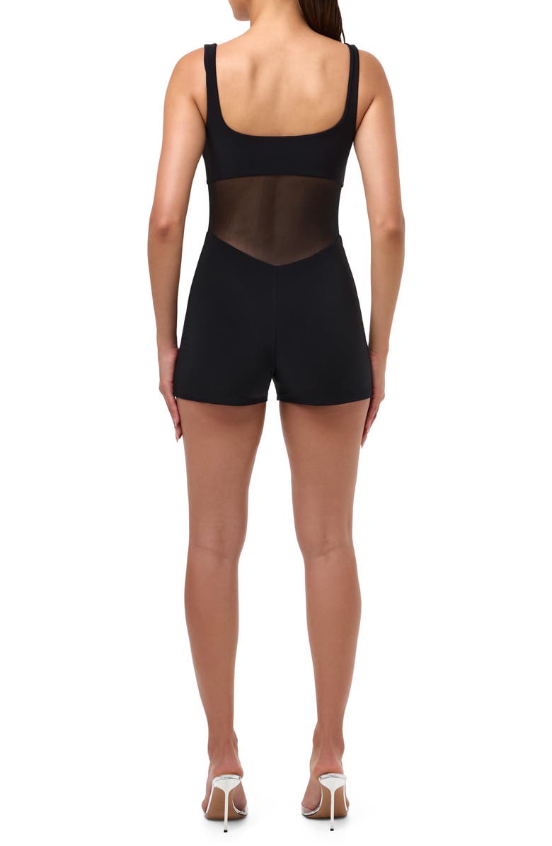 Naked Wardrobe Hourglass Mesh Tank Romper, Alternate, color, Black