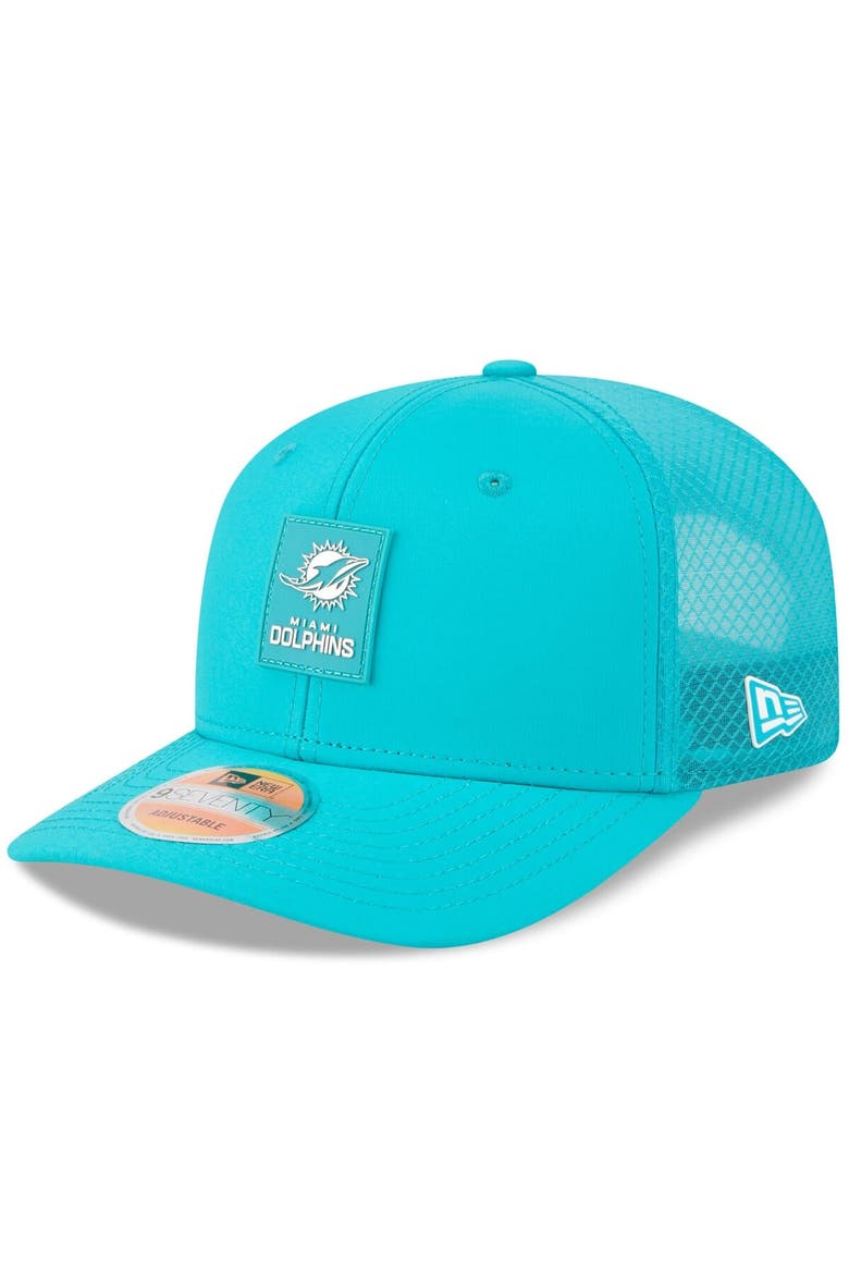 Men's New Era Aqua Miami Dolphins 2025 Sideline  9SEVENTY Trucker Adjustable Hat, Main, color, Aqua
