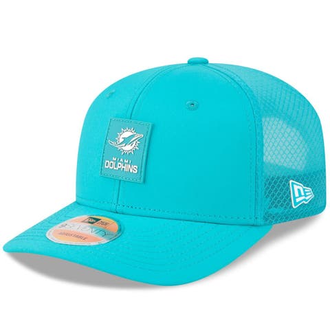 Men's New Era Aqua Miami Dolphins 2025 Sideline  9SEVENTY Trucker Adjustable Hat