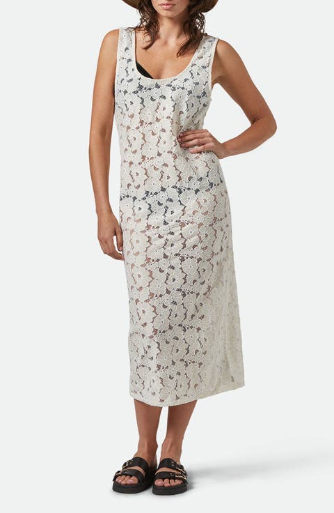 Cotton Blend Lace Cover-Up Dress