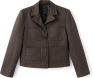 MANGO Speckled Crop Wool Blend Jacket