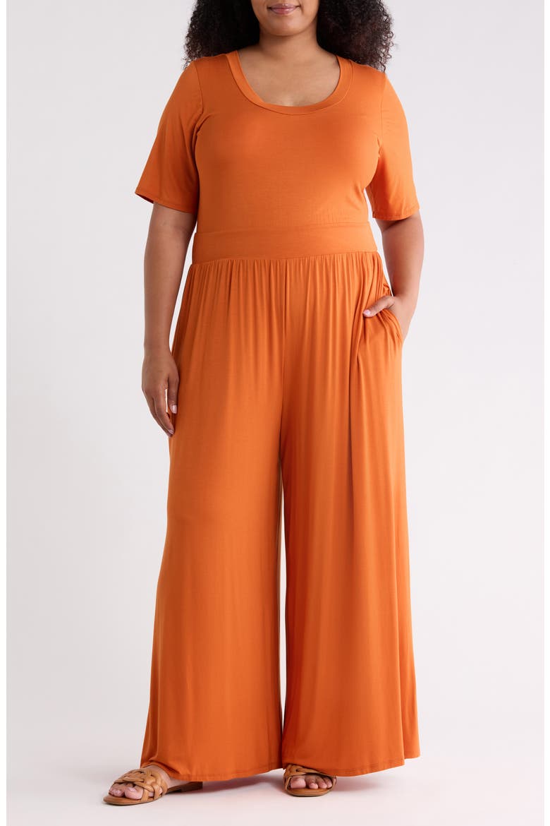 Knit Wide Leg Jumpsuit, Main, color, BURNT ORANGE