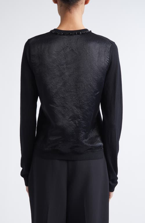 Jason Wu Collection Beaded Merino Wool Cardigan In Black