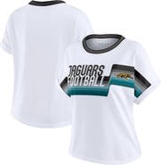 WEAR by Erin Andrews Women's WEAR by Erin Andrews White Jacksonville Jaguars Cropped Center Stripe Dolman T-Shirt