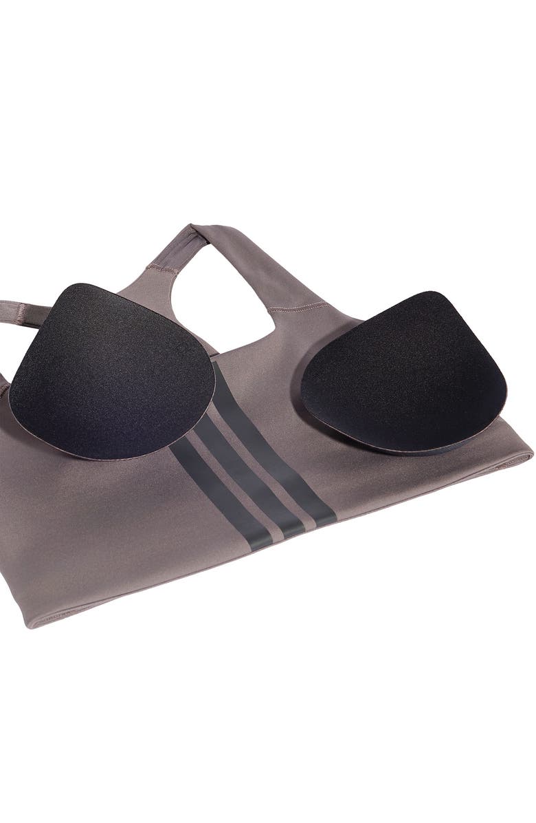 adidas Opt 3-Stripes Low Impact Sports Bra, Alternate, color, Charcoal/ Black