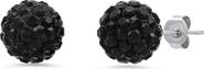 HMY JEWELRY IP Black Stainless Steel Pave Simulated Diamond 10mm Ball Stud Earrings